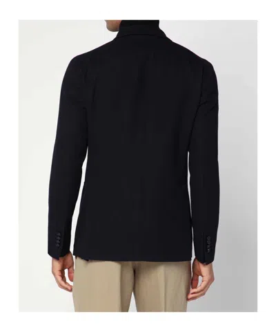 Tagliatore Double-breasted Virgin Wool Jacket In Black