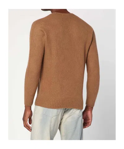 Drumohr Man Sweater Camel Size 48 Lambswool In Brown