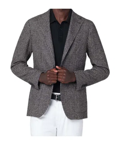Tagliatore Prince Of Wales Check Jacket With Pockets In Gray