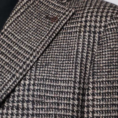 Tagliatore Prince Of Wales Check Jacket With Pockets In Gray