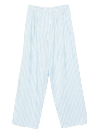 Prada Striped Casual Pants In Blue