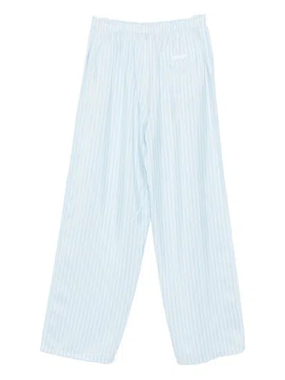 Prada Striped Casual Pants In Blue