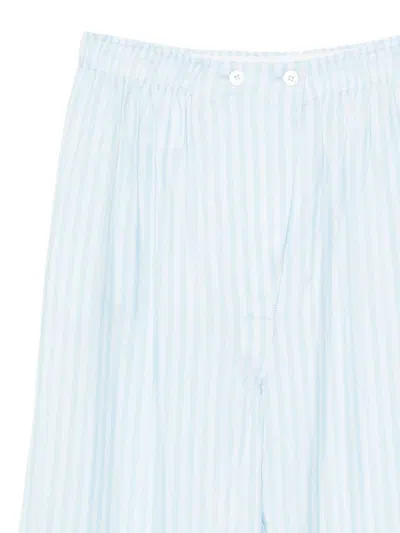 Prada Striped Casual Pants In Blue