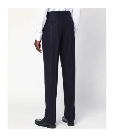 Tagliatore Pinstriped Single-breasted Wool Suit In Blue