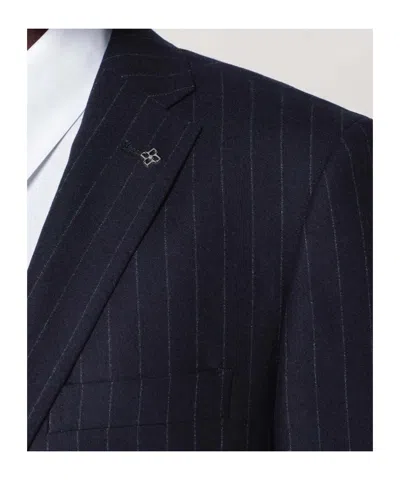 Tagliatore Pinstriped Single-breasted Wool Suit In Blue