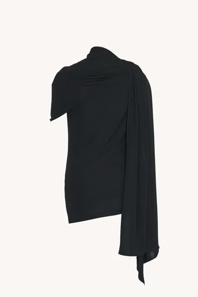 The Row Isadra Draped Crepe-jersey Top In Black