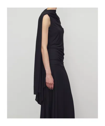 The Row Isadra Draped Crepe-jersey Top In Black