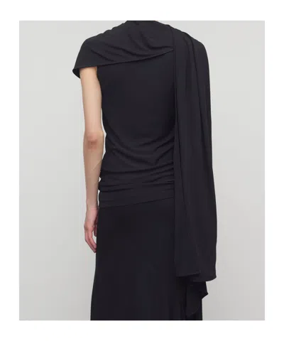 The Row Isadra Draped Crepe-jersey Top In Black