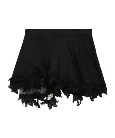 Isabel Marant Reana Lace-trimmed Skirt In Black