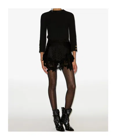 Isabel Marant Reana Lace-trimmed Skirt In Black