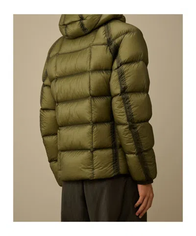 C.p. Company Hooded Down Jacket Featuring Adjustable Elements In Green