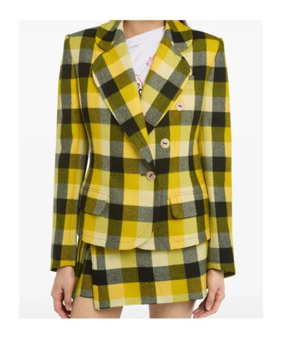 Vivienne Westwood Georgia Jacket Check Wool Pixel-check 44 Women In Yellow