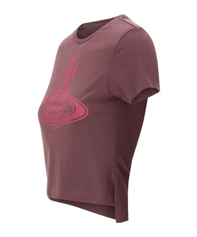 Vivienne Westwood Burgundy Paris Orb Mini Peru T-shirt In Pink