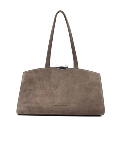 Benedetta Bruzziches Structured Calfskin Handbag With Metallic Clasp In Brown