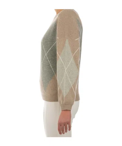 Le Tricot Perugia Multicolor Wool Blend Pullover In Brown