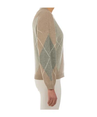 Le Tricot Perugia Multicolor Wool Blend Pullover In Brown