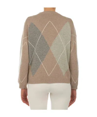 Le Tricot Perugia Multicolor Wool Blend Pullover In Brown
