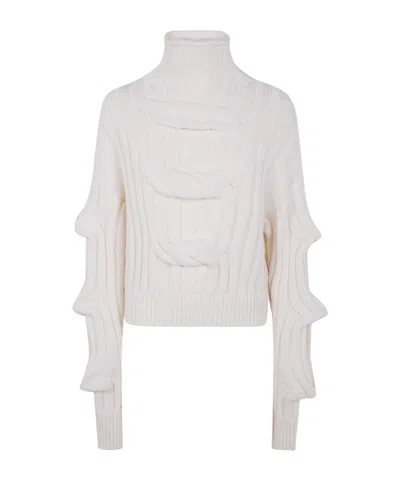 Mrz Roll-neck Knitted Top In White