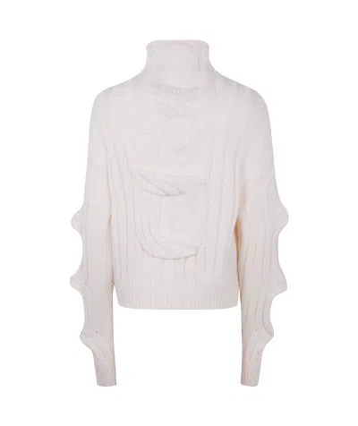 Mrz Roll-neck Knitted Top In White