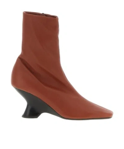 Dries Van Noten Ankle Boots With Square Toe And Unique Heel In Multi