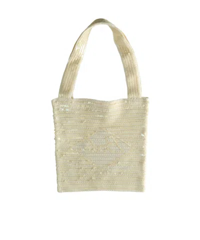 Bode Sequin Embellished Tote Bag In White
