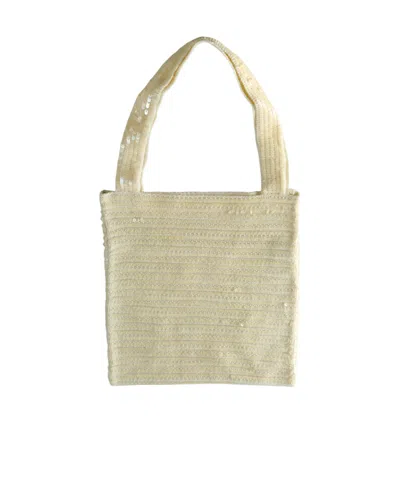 Bode Sequin Embellished Tote Bag In White