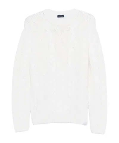 Paul & Shark Cable Knit Crewneck Wool Sweater Clothing In White