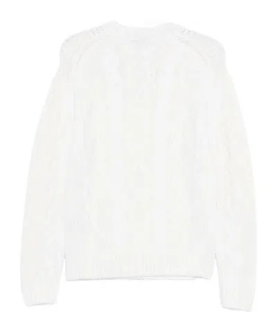 Paul & Shark Cable Knit Crewneck Wool Sweater Clothing In White