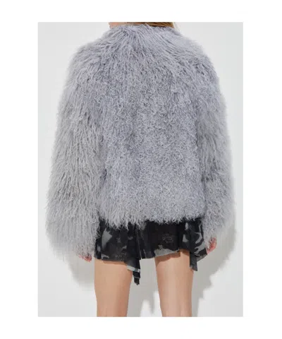 Misbhv Long-sleeve Fur Coat With Pockets In Gray