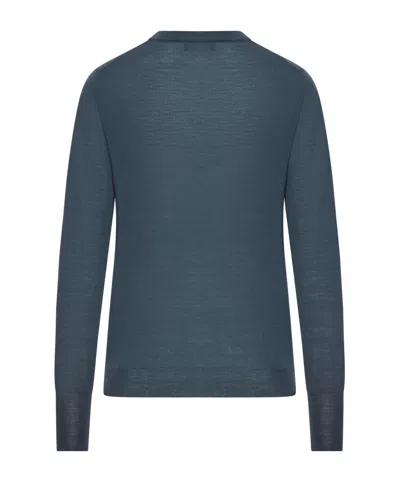 Roberto Collina Crew Neck Wool Sweater In Blue