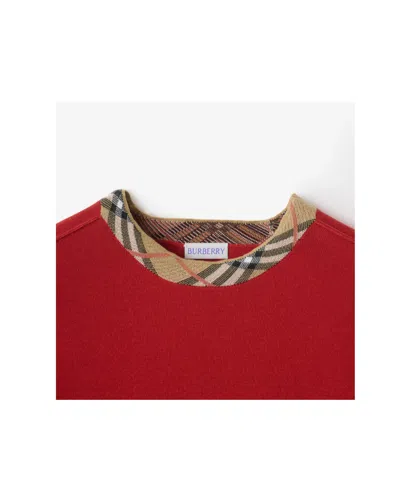 Burberry Check-trimmed Wool Sweater In Red
