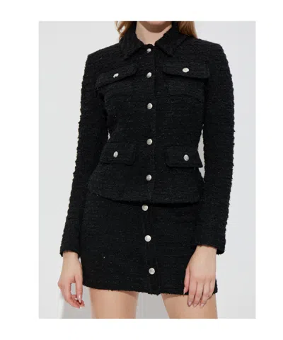 Misbhv Single-breasted Tweed Jacket In Black