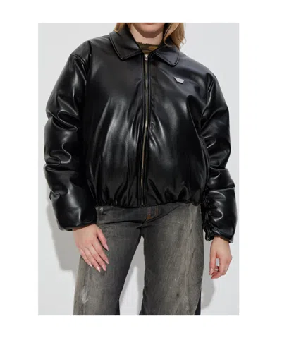 Misbhv Faux-leather Puffer Bomber Jacket In Black