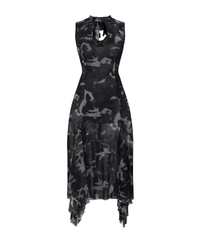 Misbhv Keyhole-neck Asymmetric Dress In Black