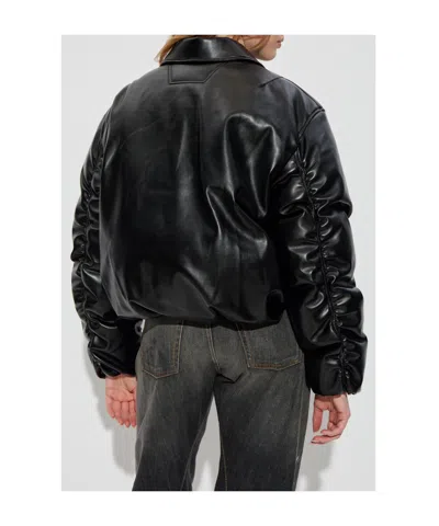 Misbhv Faux-leather Puffer Bomber Jacket In Black