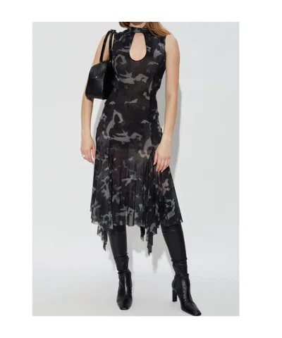 Misbhv Keyhole-neck Asymmetric Dress In Black