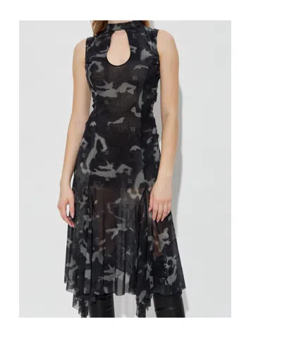 Misbhv Keyhole-neck Asymmetric Dress In Black