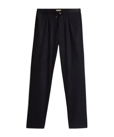 Woolrich Pleated Drawstring Trousers In Black