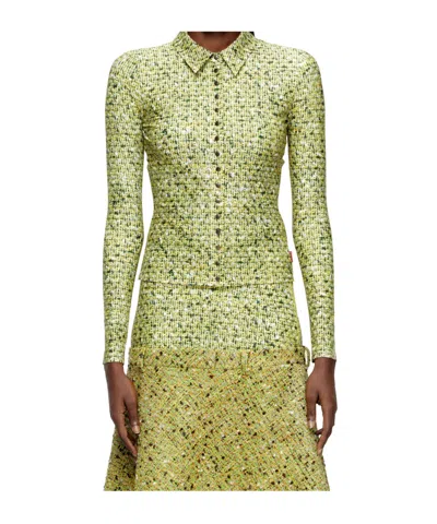 Diesel Long-sleeve Patterned Top In Green