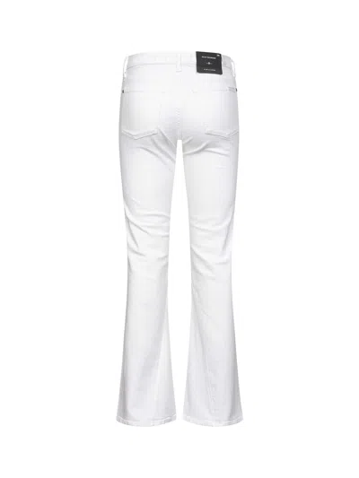 7 For All Mankind Womens High Rise Split Hems Bootcut Jeans In White