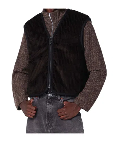 Our Legacy Brown Ribbed Velvet Zip-up Waistcoat In Brown