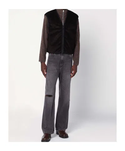Our Legacy Brown Ribbed Velvet Zip-up Waistcoat In Brown