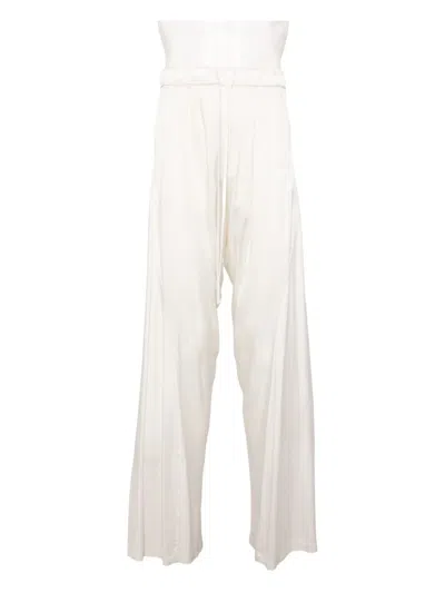 Julius Pintuck-detail Trousers In White