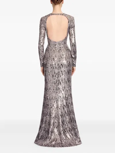 Elie Saab Sequin-embellished Open-back Maxi Dress In Multi