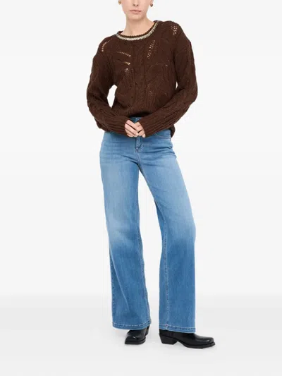 Liu •jo Maglia Traforata Con Pietre Gioiello Marrone In Brown