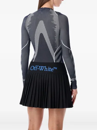 Off-white Long Sleeve Fitted Graphic Top In Gray