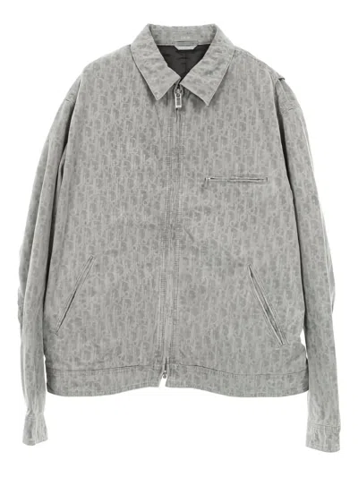 Pre-owned Dior 2010s Oblique Zip Blouson Jacket In Gray