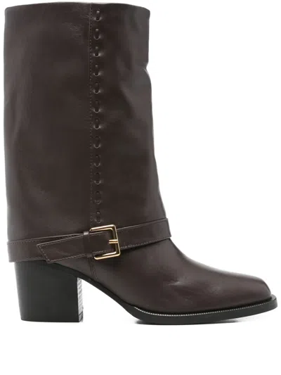 Evaluna High Heels Ankle Boots In Brown