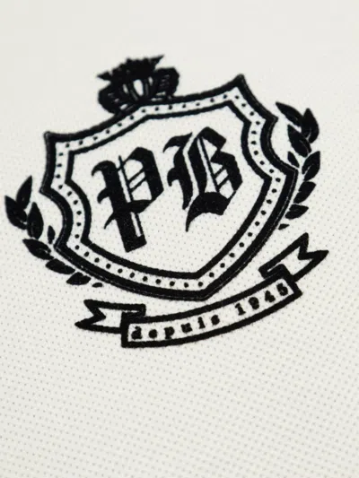Balmain College Emblem Short-sleeve Polo Shirt In White