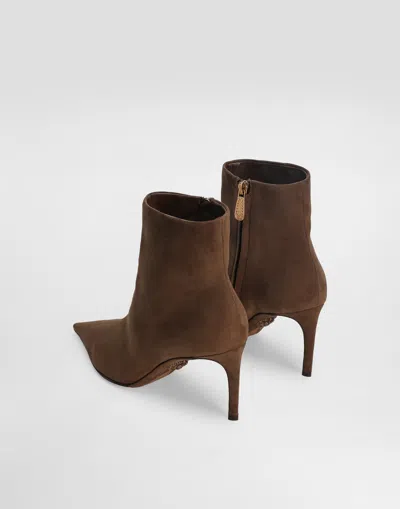 Dolce & Gabbana Devotion Suede Ankle Boots In Brown
